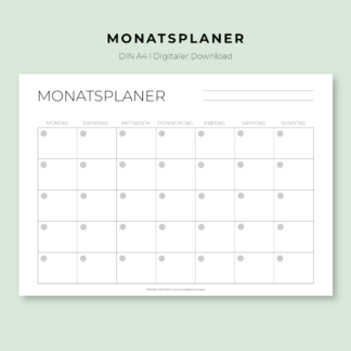 Minimaler Monatsplaner blanko