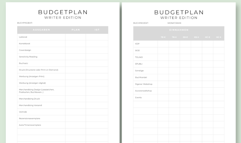 Budgetplan – Writer Edition